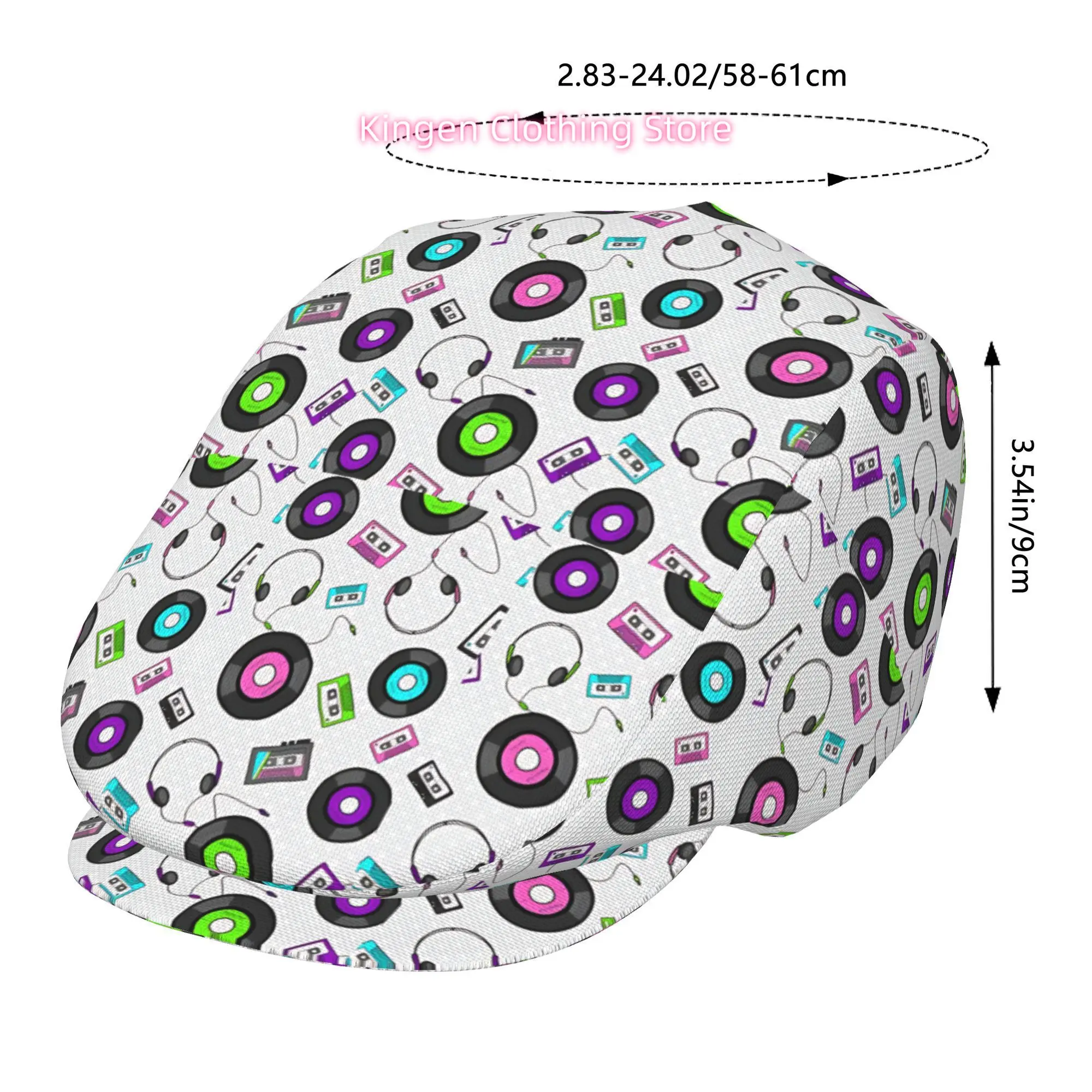 1pc earphone cable rhythm stacking All-over printed beret,  newsboy cap, unisex, a must-have fashion accessory for outdoor leisu