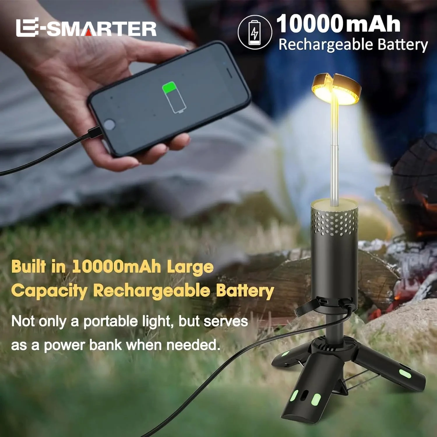 Zumtobel Outdoor Lighting - Телескопический кемпинговый фонарь 10000 мАч, портативный
