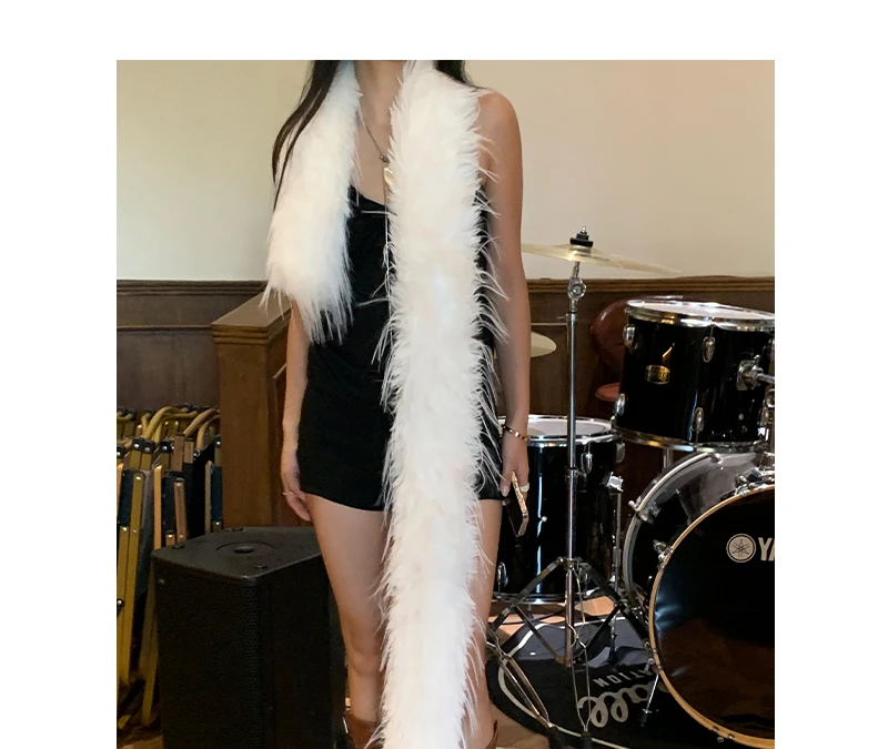 Koreanische Designer Runway Stil Dicken Schal Modische Plüsch Lange Streifen Schal frauen Nachahmung Nerz Pelz Y2K Mädchen Schal für warme – Detail 1