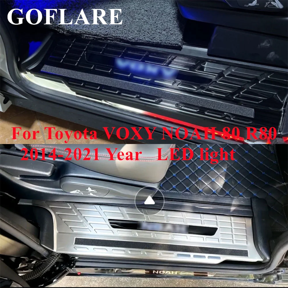 For Toyota VOXY NOAH 80 R80 Ⅲ accessories 2014-2020 2021 led light foot side door sill illuminated step scuff plate thresholds