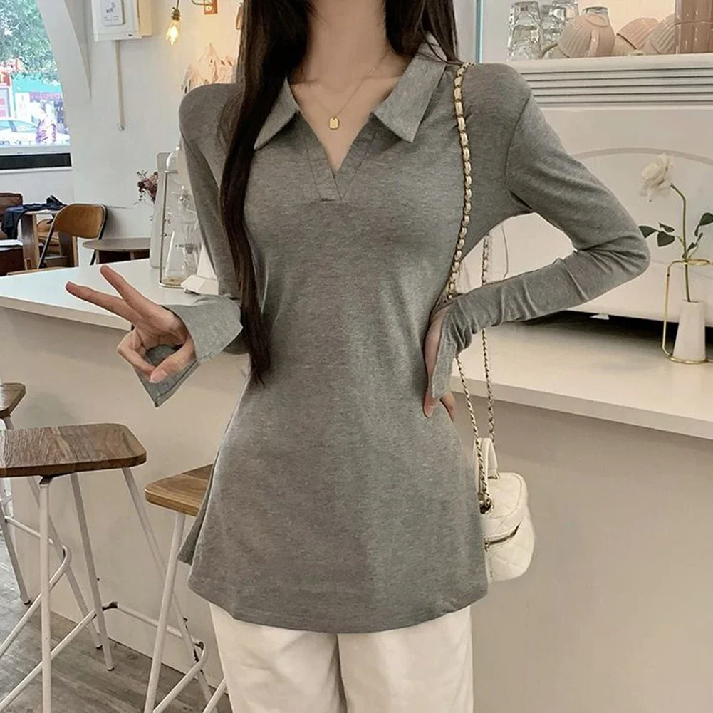 Casual Neck Top 2000S Aesthetic Perfect For Spring Travel Ready Top Polyester Fabric Slight Stretch Solid Pattern