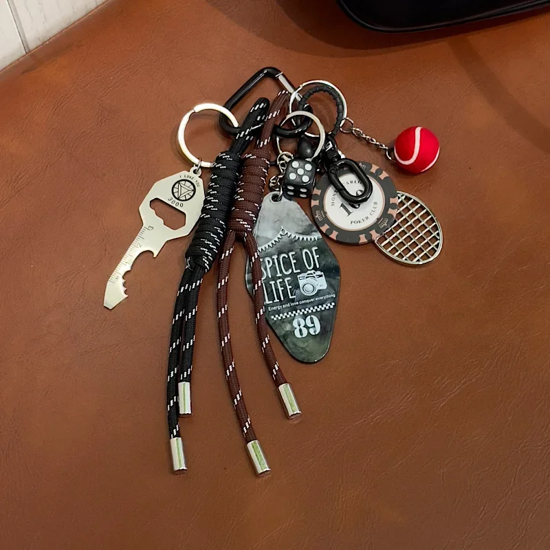 Fashionable Y2k Tennis Pendant Of Bag Charms Keychains Contrast Color Rope Lovers fashion Accessories Birthday Gift Wholesale