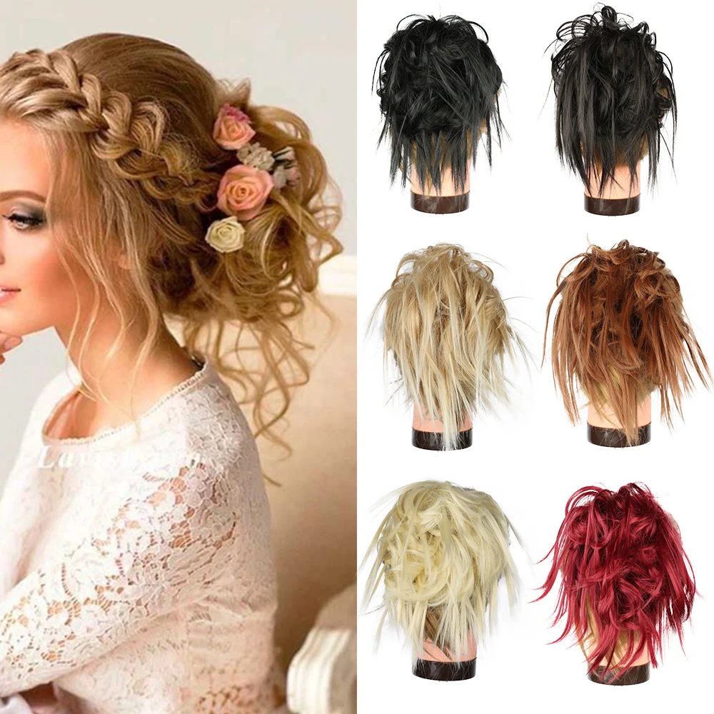 Tổng Hợp Xoăn Tóc Bun Thun Cao Su Tổng Hợp Ngắn Xoăn Bun Phần Mở Rộng Lộn Xộn Cho Nữ HAIRSTAR