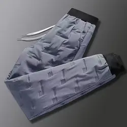 2023 winter new arrival Pant Male warm thicken trouser men's Casual elastic waist Pants Mens Down cotton trousers men size M-5XL
