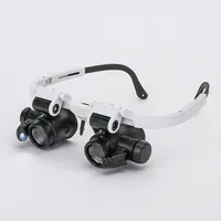 Head-Mounted Magnifier 2 LED Illuminating Microscope with 8x 15x 23x Loupe Headband Repair LED Light Lamp Magnifying Glass