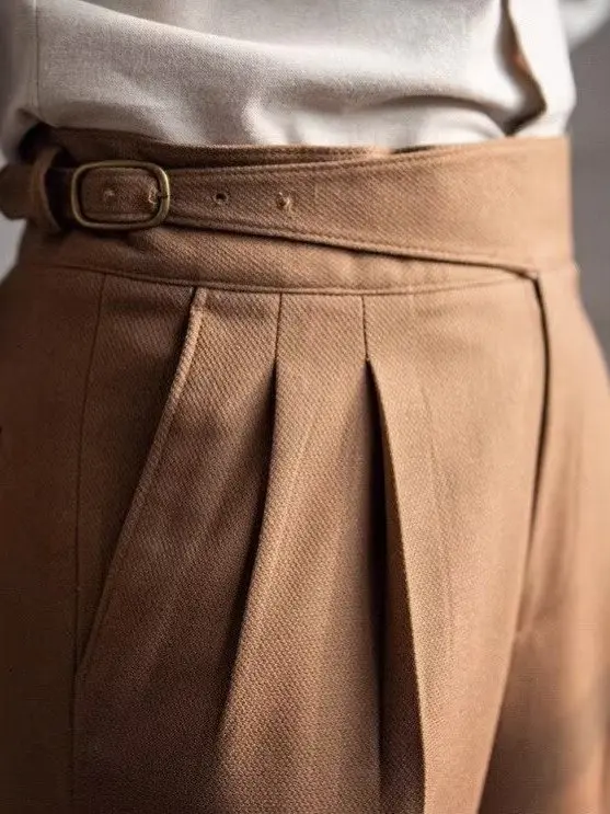Casual Men's Business Pants Straight Leg Paris Buckle Versatile Long Neapolitan Drape Iron-Free Trendy Summer Loose Fit
