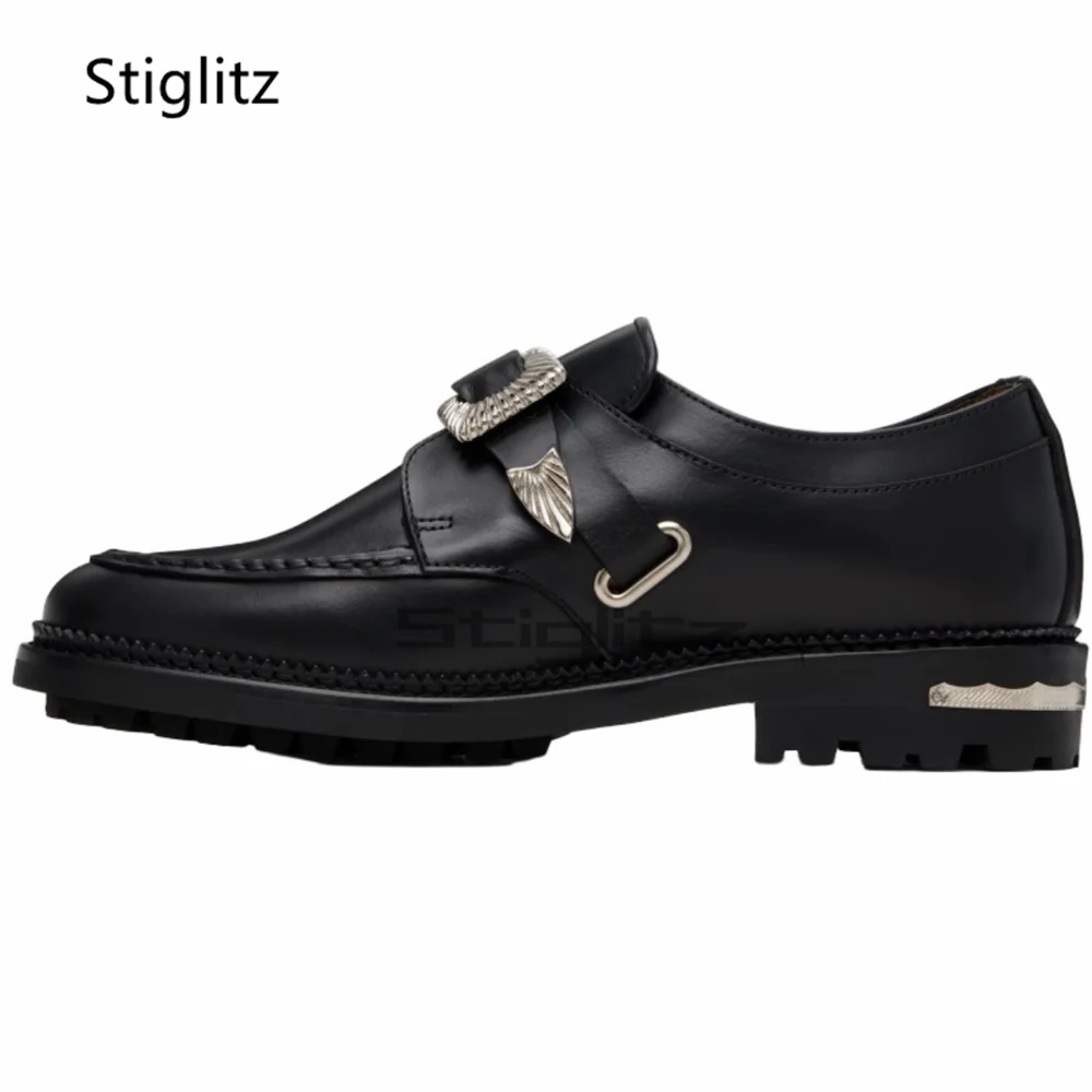 

Мужская повседневная деловая обувь с металлической пряжкой, удобная офисная обувь из натуральной кожи на толстой подошве, весна-осень