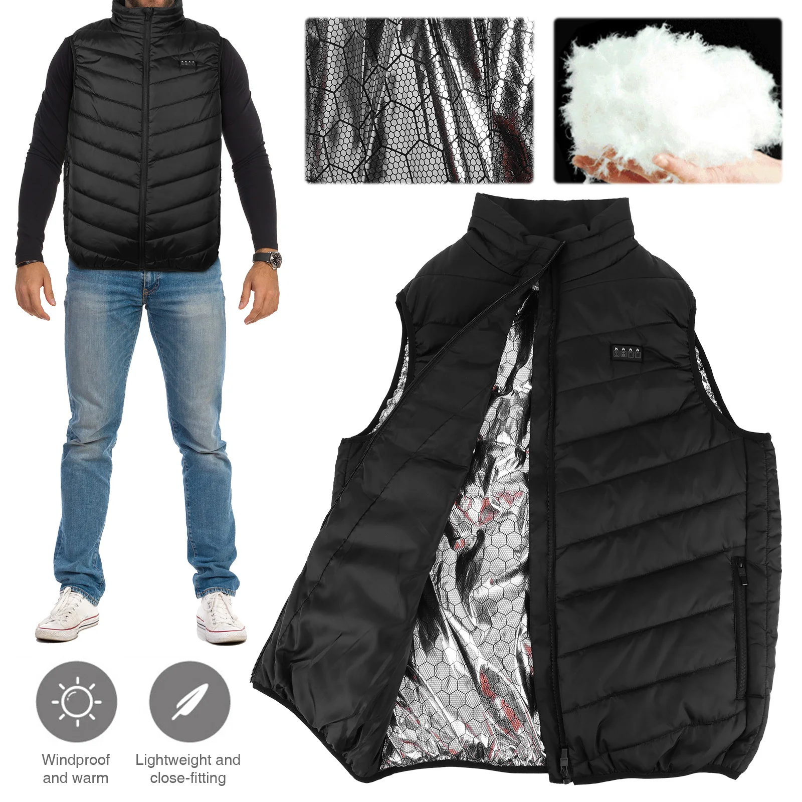 Picture 3: 21 Area Heated Vest Thermal Warm Waistcoat Electric Heating Jacket (Black 5XL)