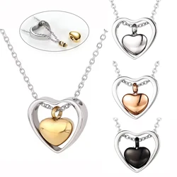 Heart Urn Cremation Pendant Neckalce for Women Men Stainless Steel Hollow Heart Love Jewelry for Ashes Keepsake Waterproof