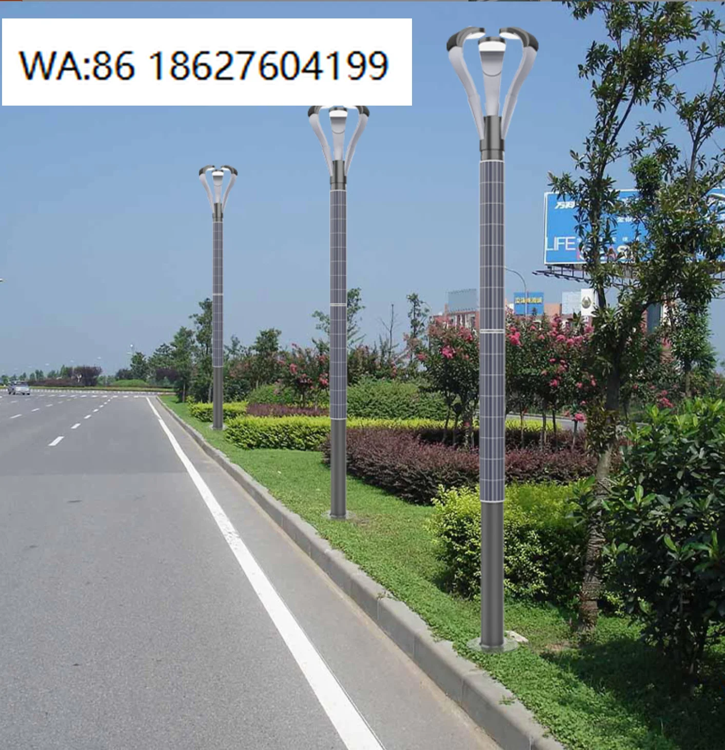 Panel for Road Lighting Option Included Wholesale 100W/200W Vertical Solar Street Light with Flexible Rollable 100W LED