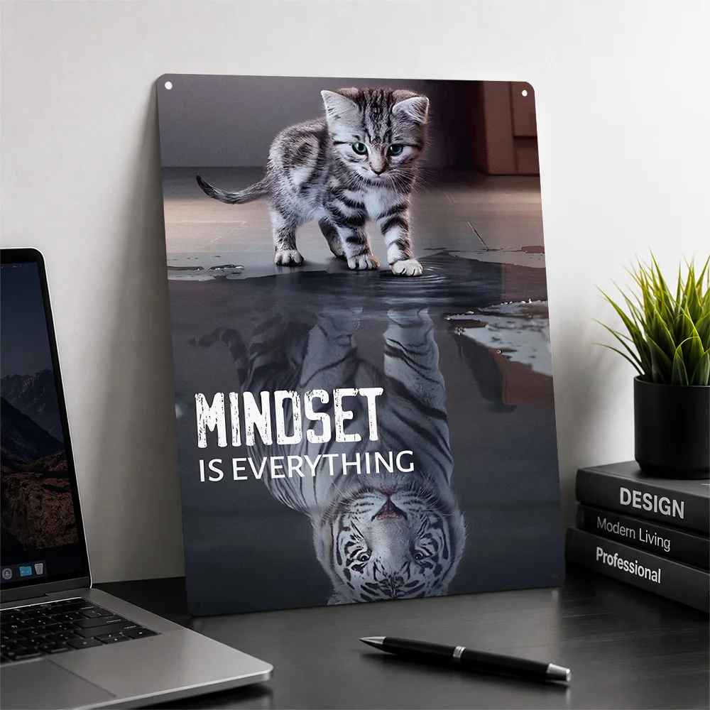 Mindset Is Everything Personalized 3D Textured Metal Poster Wall Art Vintage Tin Signs for Home Decor Accessories Wand Deko Room