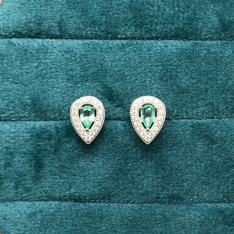 

Серьги-груши, 3 слоя, позолота 18 карат, 3 мм * 5 мм, серьги-гвоздики с натуральным изумрудом и драгоценными камнями