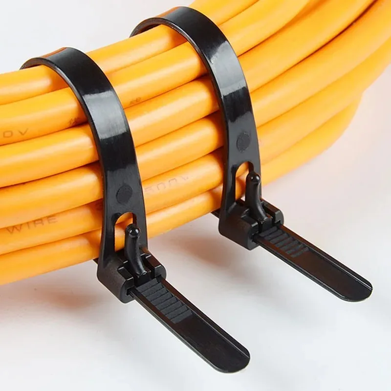 100pcs Plastic Reusable Cable Zip Ties 4/5*200 Releasable Nylon May Loose Slipknot 7.9 Inch Recycle Detachable Bundle