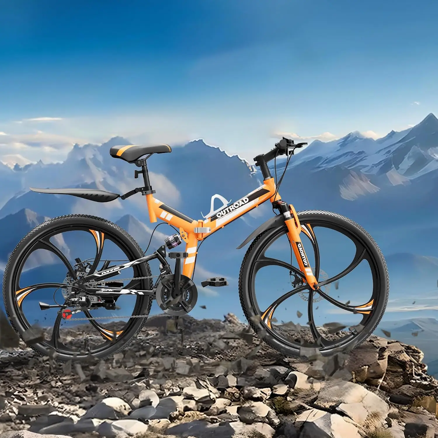 26 Inch Mountain Bike,21-Speed Foldable Bike for Adult,Dual Suspension High-Carbon Steel MTB Foldable Bicycle,Dual Disc