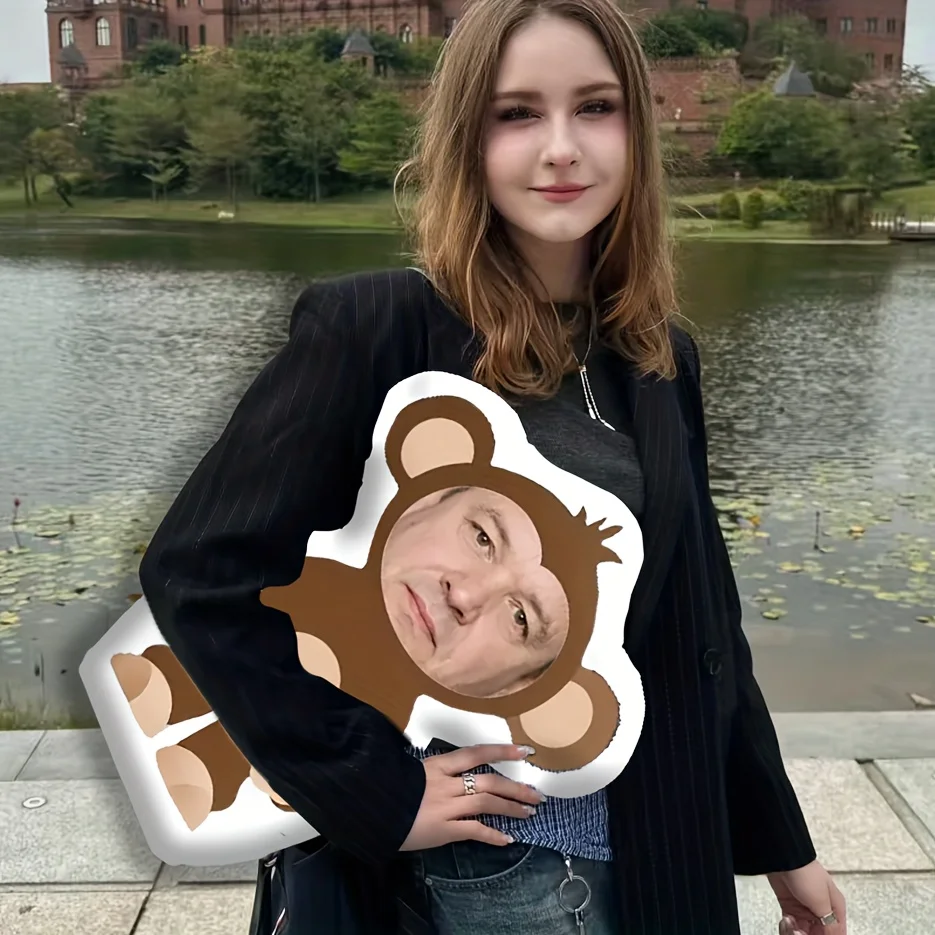 Custom Photo Monkey Pillow, Personalized Cute Face Throwing Pad, Soft and Comfortable Hugging Bolster for Bedroom or Sofa Decor