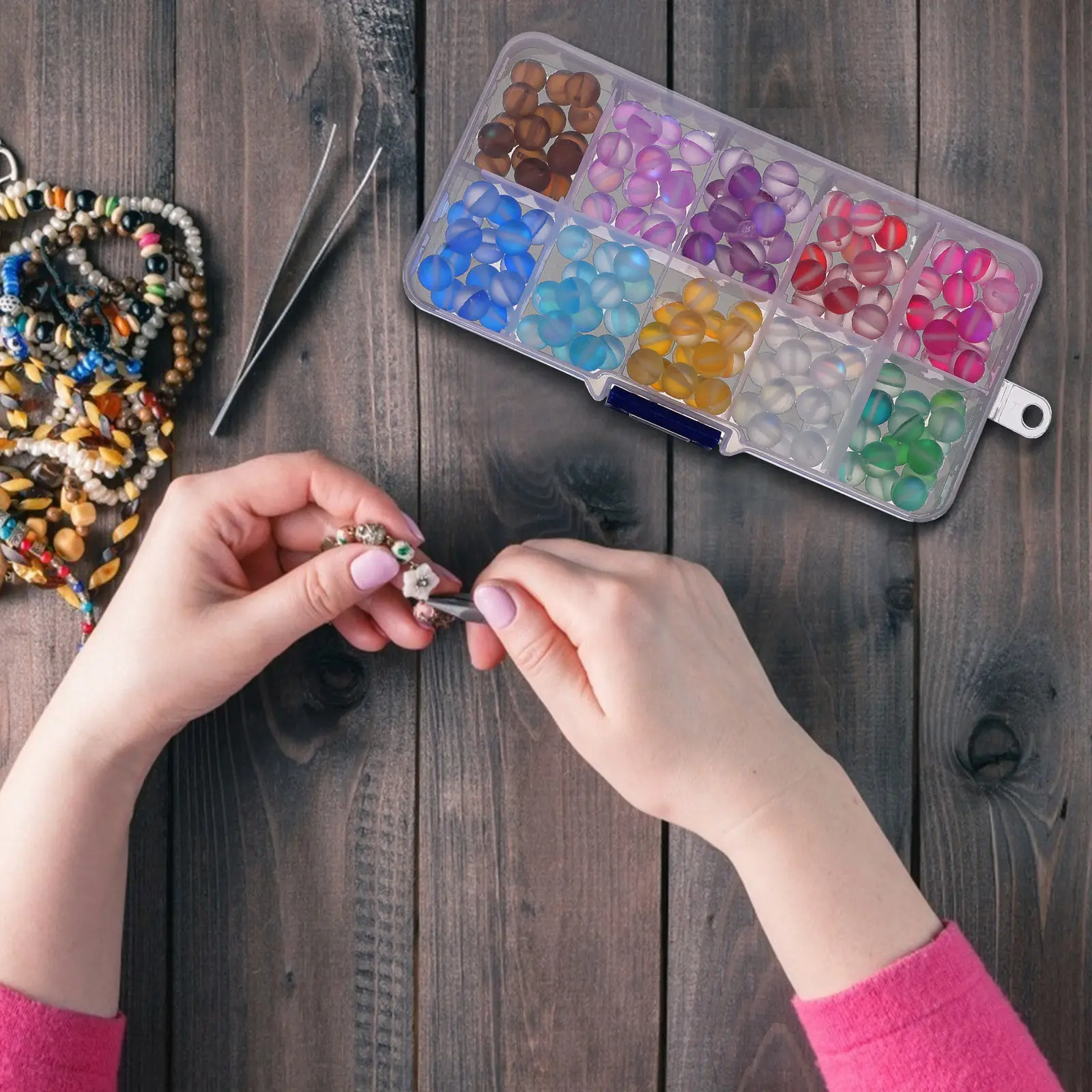 150 Pcs Bracelet Bead Kit Frosted Beads for Making Jewellery Bracelets Crackle Glass