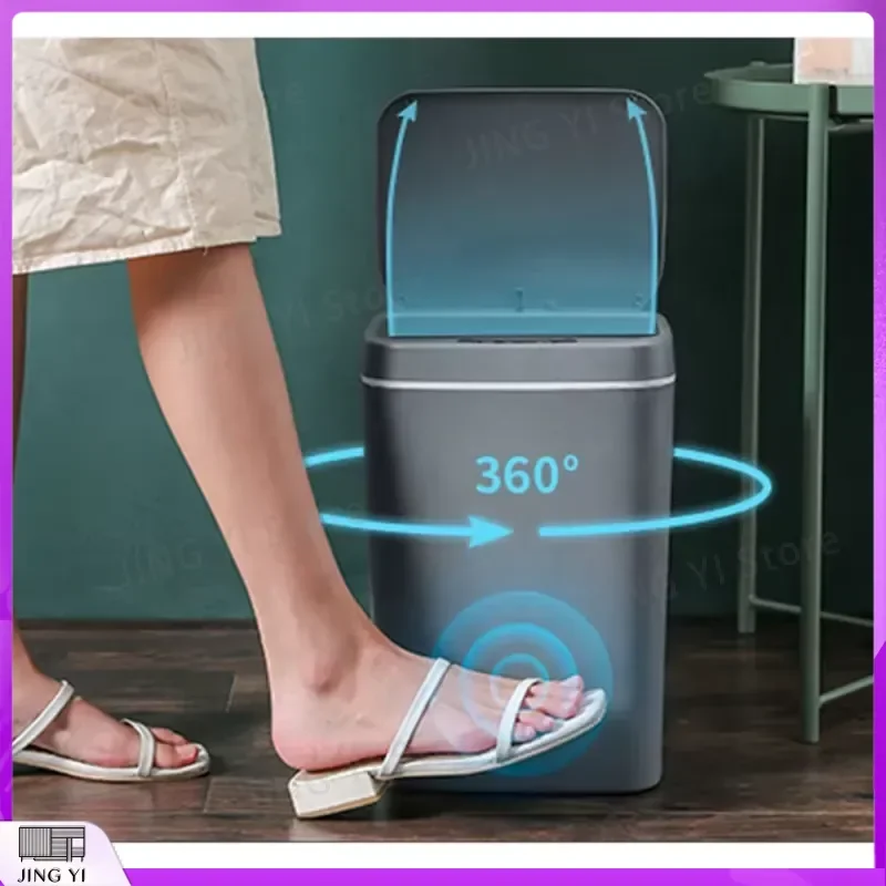 Smart Sensor Trash Can Automatic Waste Bin Plastic Garbage Can for Kitchen Bathroom Hotel Nordic Style Motion Detection Lid