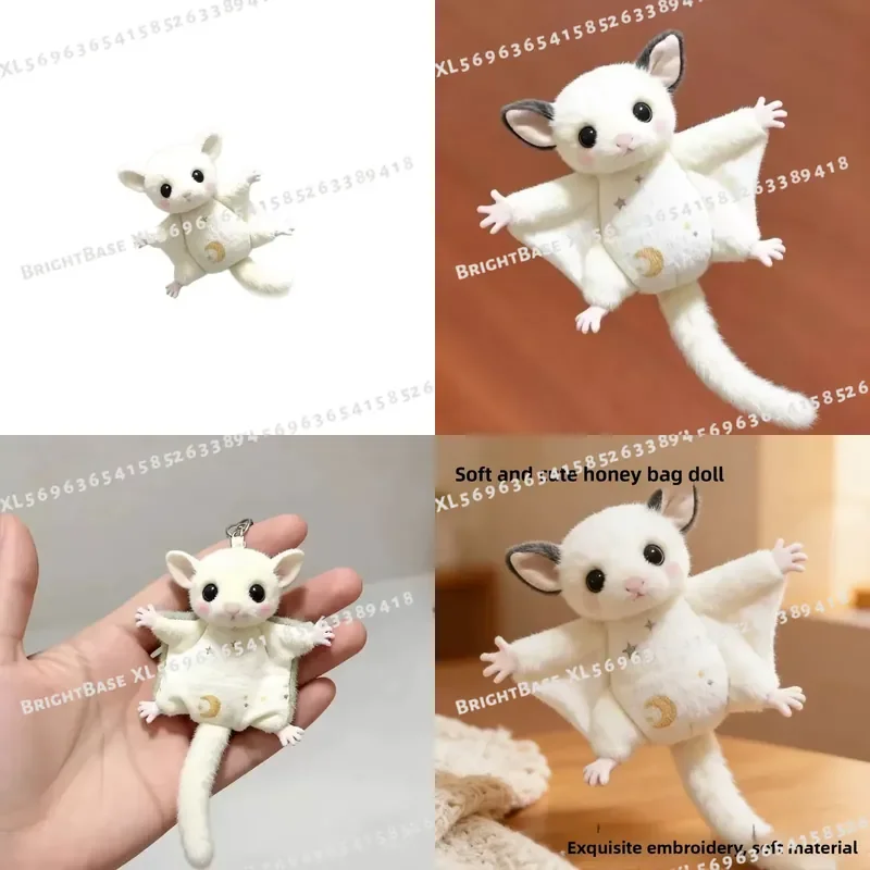 Flying Squirrel Plush Hanging Toy Sugar Glider Small Doll Keychain Backpack Pendant Cute Soft Stuffed Animal Charm for Bag