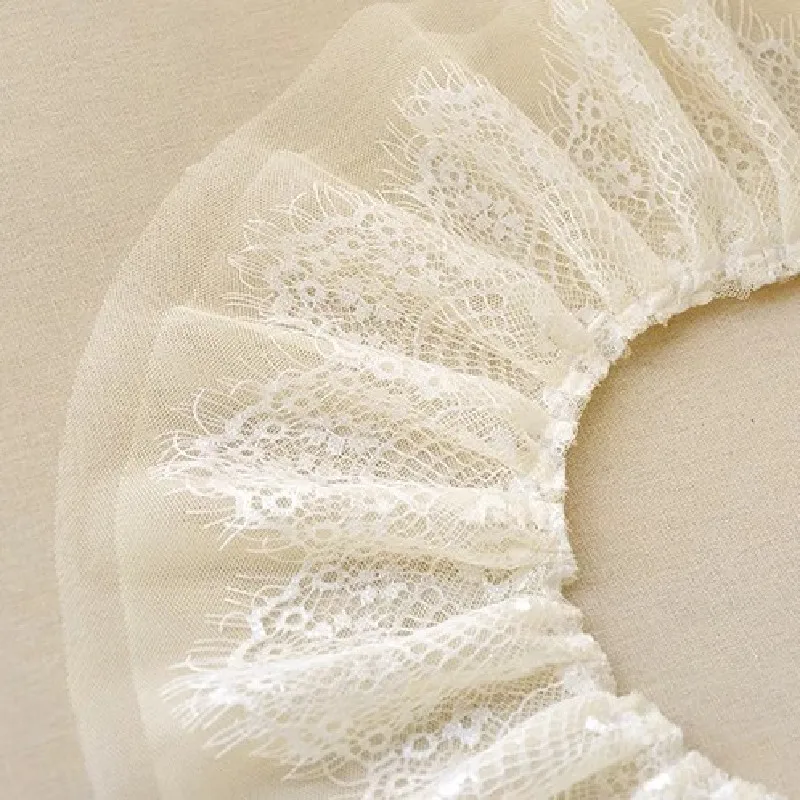 Morbida Maglia Ricamato A Pieghe di Tulle Lace Trim FAI DA TE Signore Dei Bambini Vestiti di Pannello Esterno Del Polsino Del Collare Allungato