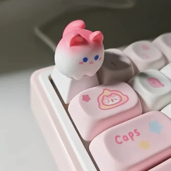 단일 크리 에이 티브 귀여운 핑크 고양이 Keycap OEM 높이 ABS 소재 기계 키보드 액세서리 동물 장식 Keycaps 소녀 선물