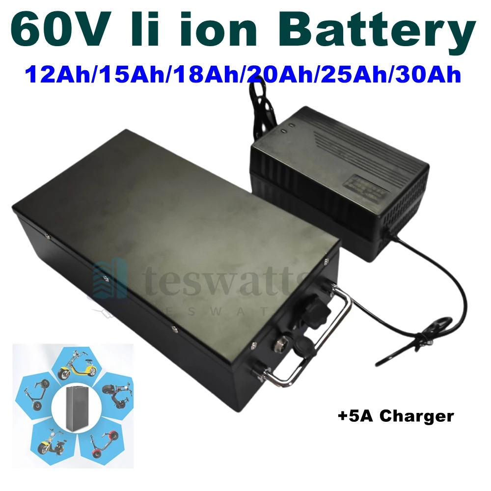 60V 20Ah 25Ah 30Ah Lithium ion battery li ion chargeable battery for harley citycoco scooter bicycle + 5A charger