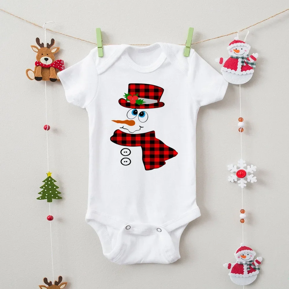 Christmas Deer Snowman Print Infant Bodysuits Body Baby Clothes Xmas Party Gift Boy Girl Romper Short  Sleeve Newborn Jumpsuit