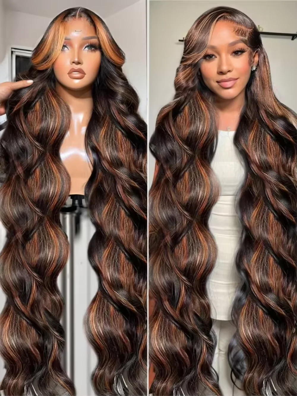 طويل FB 30 تسليط الضوء على شعر مستعار الجسم 220% الكثافة 13x4 HD شعر مستعار دانتيل شفاف البرازيلي الشعر البشري 13x6 شعر مستعار أمامي كامل للنساء #1