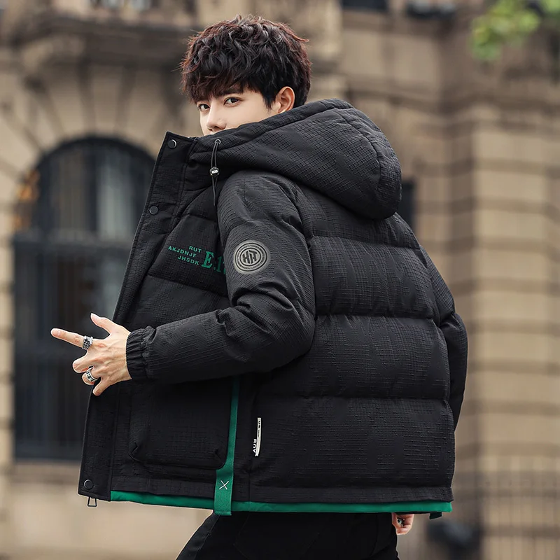 

High Quality 2024 Winter Men's Hooded White Duck Down Jacket Casual Outwear Loose Warm Puffer Coat Youth Windproof Down Clothing