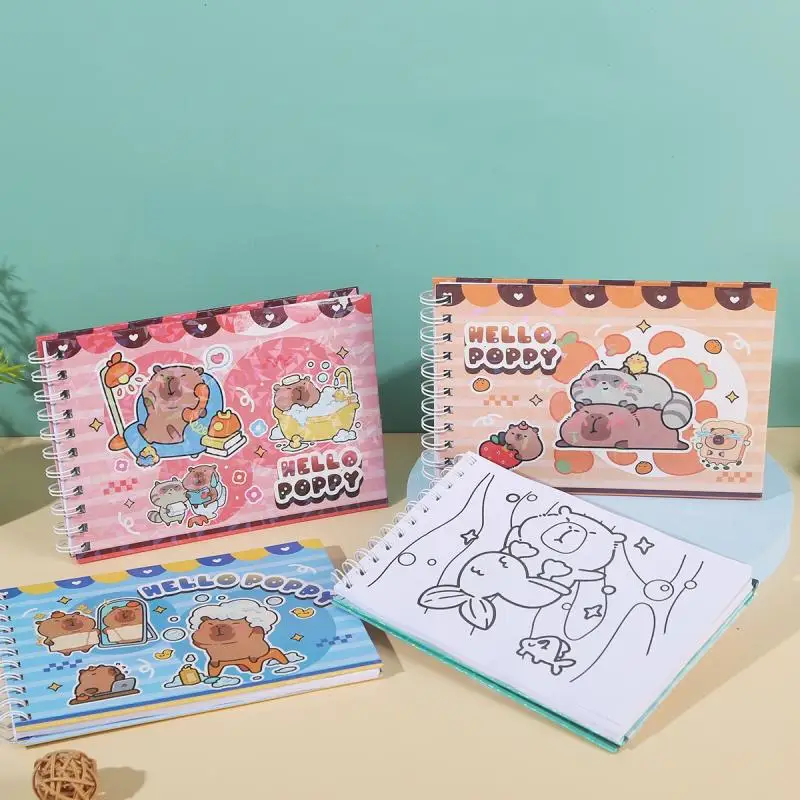 1 шт., милая книжка-раскраска с персонажами капибары, детская книжка-раскраска с изображением животных, граффити, книжка-раскраска, товары Бобби