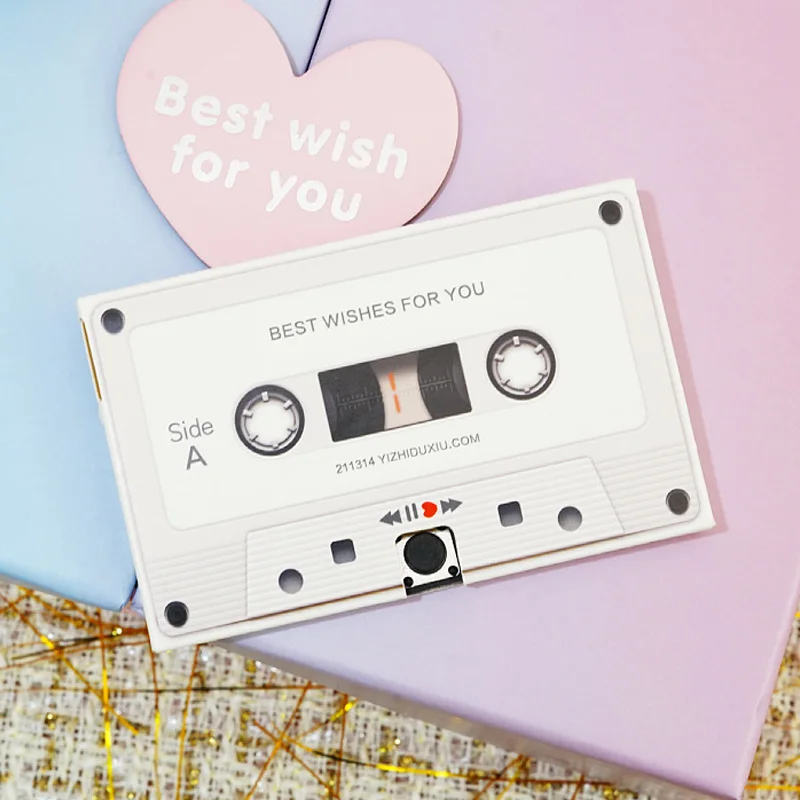 Self-Made DIY Greeting Cards Recordable Greeting Card Cassette Tape Gift Record 30S Sound Voice Audio Greeting Card for Birthday