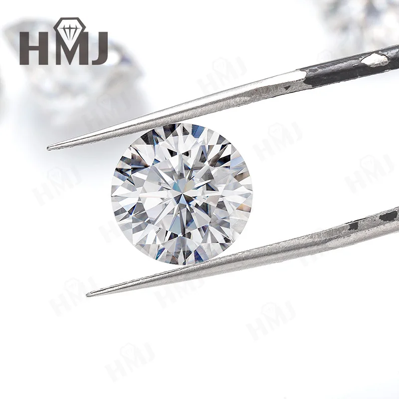 HMJ 0,1-13 Karat Moissanit-Stein, runde Form, Farbe D, Reinheit VVS1, Brillantschliff, Diamanttester-geprüft, mit GRA-Zertifikat, Perlen – Detail 19
