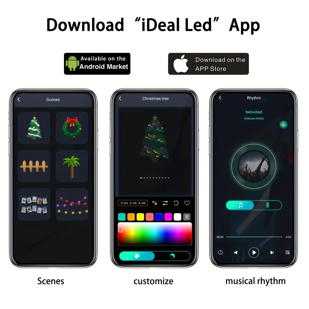 10M Ideal APP Led Light IP65 Smart USB Magic Leather Wire Light Garland DIY Led Light String IP65 Indoor Outdoor Decor Lights