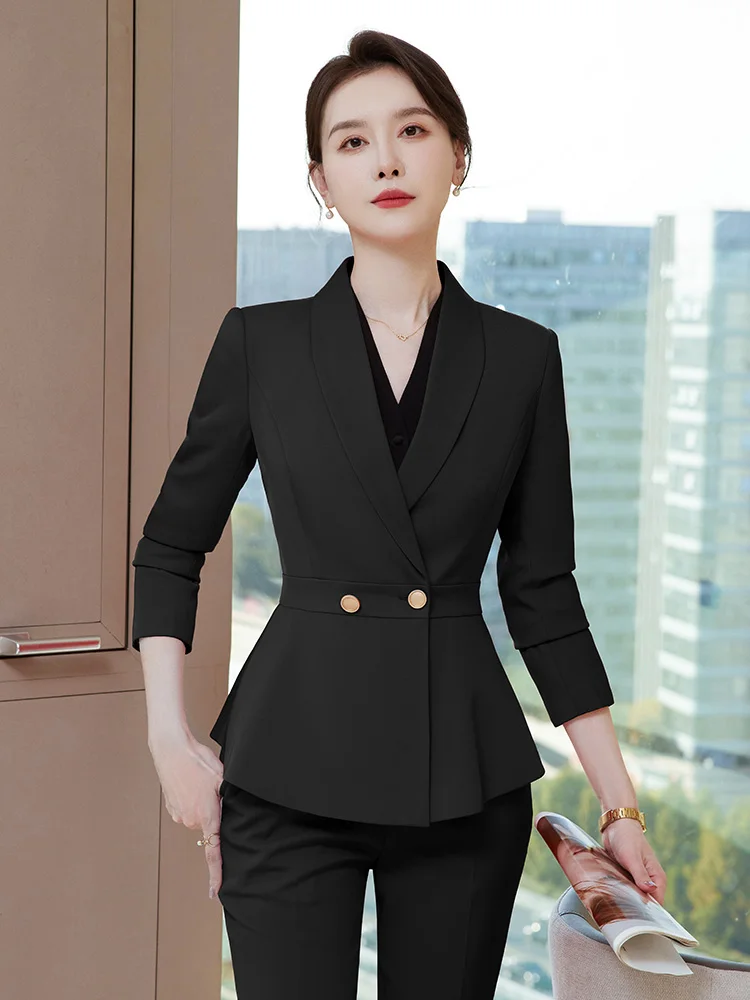 Ele Profional Women's Suit Set for Spring Autumn Jewelry Store Front Desk Reception Work orm Formal Outfit