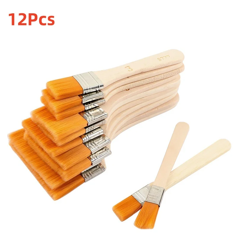 12pcs/set Wood Handles Nylon Paint Brushes Set for Acrylic Oil Drawing Watercolor Wooden Painting Brush Tools Art Supplies