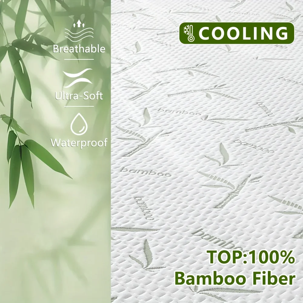 1p Cooling Bamboo Fiber Fitted Sheet, Breathable Mattress Protector Cover  with Deep Pocket for Summer