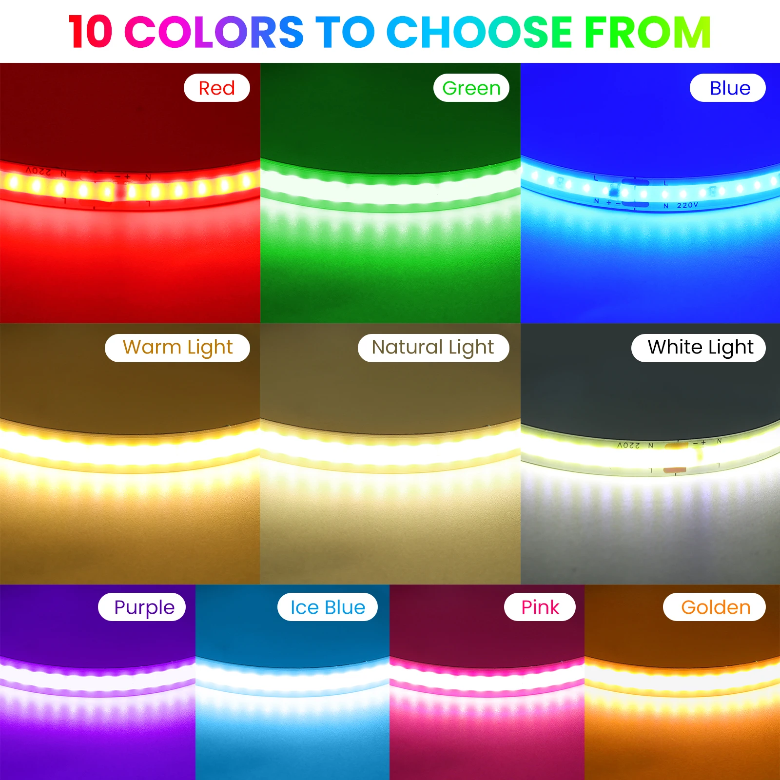 220V 5m 10m 15m 20m 50m COB Strip 240Leds/M 3000K 4000K 6000K Flexible Ribbon Rope LED Light Driver Build In Home Decor 8mm PCB