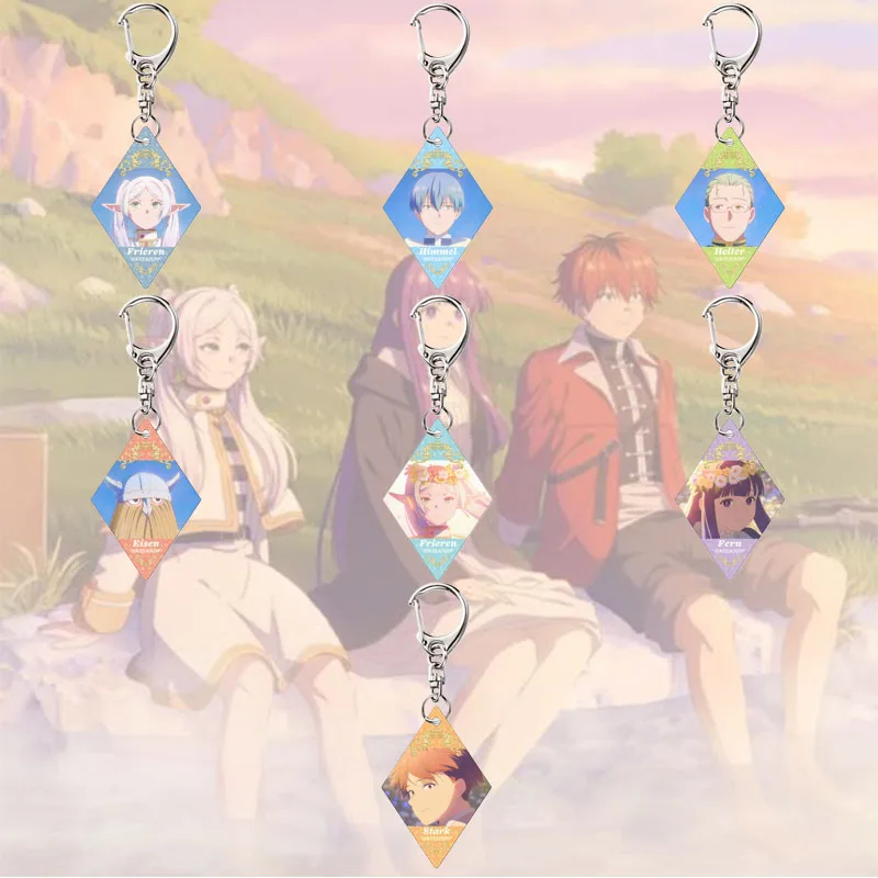 Frieren: Beyond Journey's End 6CM Double Sided Printed Acrylic Keychain Cute Figure Key Ring Backpack Hanging Ornament Birthday