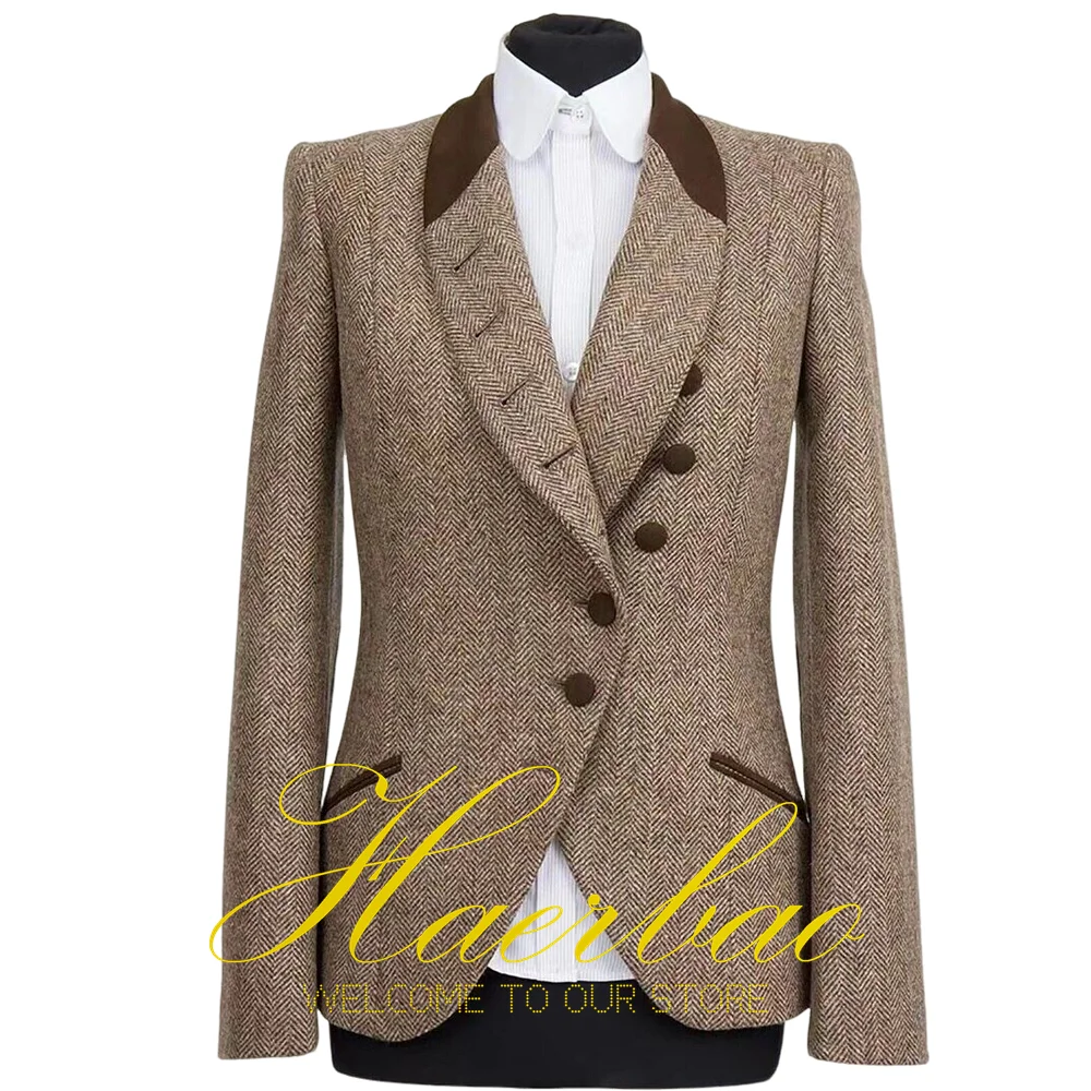 Herring bone Blazer für Frauen, formeller Büro anzug, Vintage Jacke, einreihige Outfits