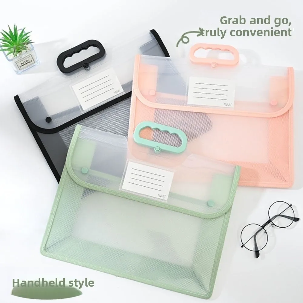 Multifunctional Test Paper Storage Bag Visible Button Function Kids Document Bag Dustproof Portable Stationery Organizer