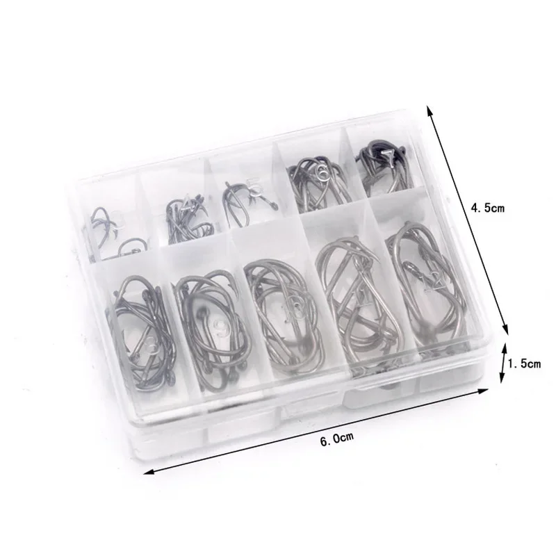 100Pcs Fishing Hooks Set Carbon Steel Single Circle Fishing Hook Fly Fishing Jip Barbed Carp Hooks Sea Tackle Accessories