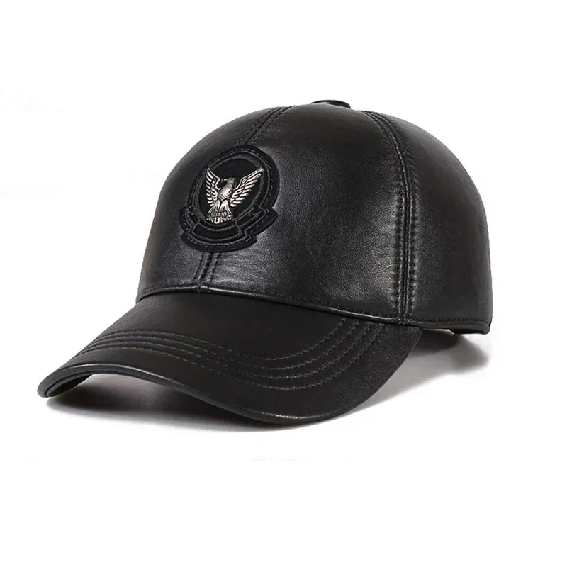 Exclusive 2024 Korean Genuine Leather Ponytail Baseball Caps For Men/Women Youth Eagle Locomotive Hip-Pop Bone Leisure Hat