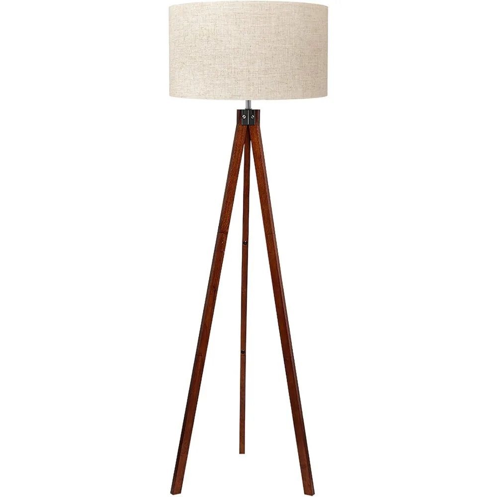 

Wood Tripod Floor Lamp, Mid Century Standing Lamp, Modern Design Studying Light for Living Room, Bedroom, Study Room and Office