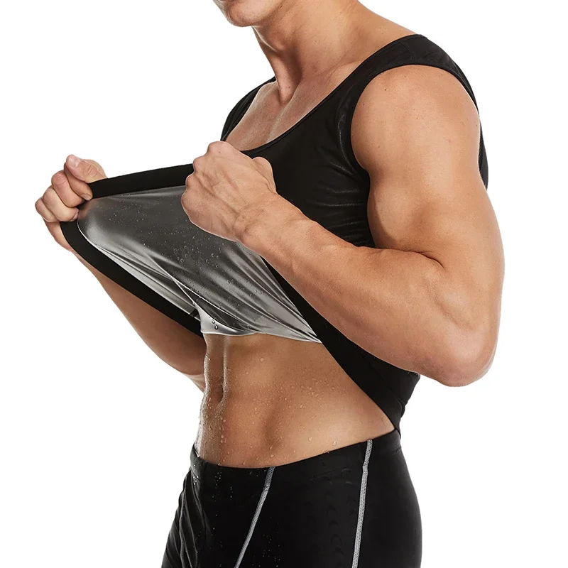 الرجال ساونا عرق سترة الحرارة محاصرة تانك القمم التعرق محدد شكل الجسم الخصر التخسيس ملابس داخلية اللياقة البدنية ساونا الدعاوى الصالة الرياضية تجريب القمم #3