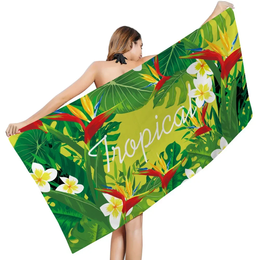 Plant Printed Beach Towel Portable Towels Home Decor Sea Surf Poncho Travel Camping Swimming Picnic Yoga Gym Mat for Women Men