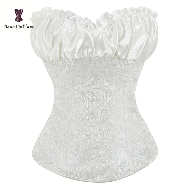 

Free shipping 2 colors choices zipper side plus size waist trainer body shaper bridal bustier brocade corset Elastic Boned Korse