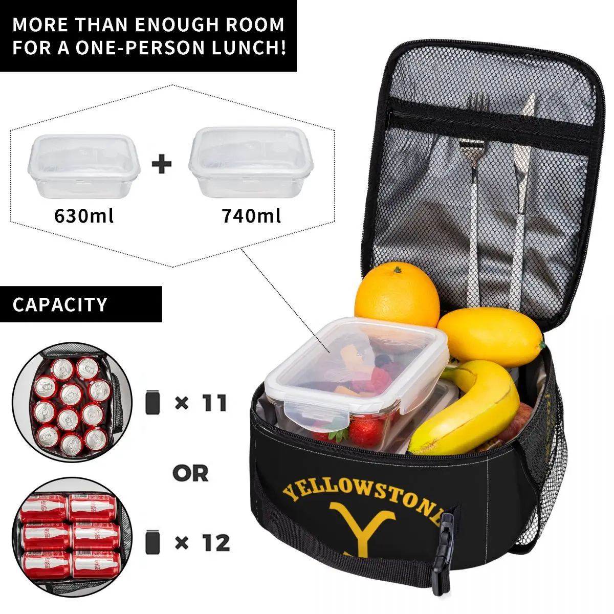 Yellowstone Dutton Ranch Insulated Lunch Bag for Work School Portable Cooler Thermal Lunch Box Women Kids