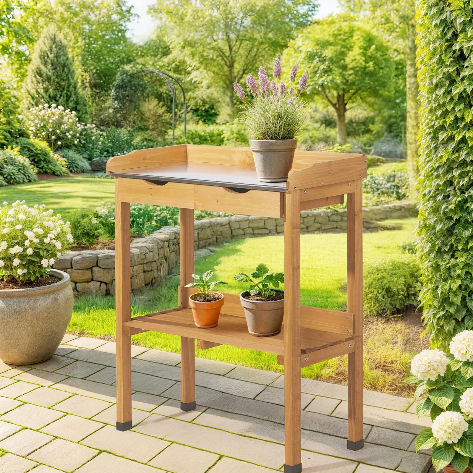 

Outdoor Garden Potting Bench Table Garden Workstation (29.8 x 14.6 x 36.4) in