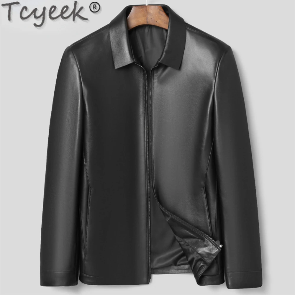 

Fashion Tcyeek Real Jacket Men Spring Fall Business Casual Sheepskin Coat for Man Clothes New Thin Leather Jackets LM