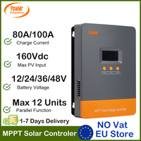 100A 80A MPPT Solar Charge Controller 12V 24V 36V 48V LCD Display Battery Charge Solar PV Panel Fit for LifePo4 Battery EU Stock