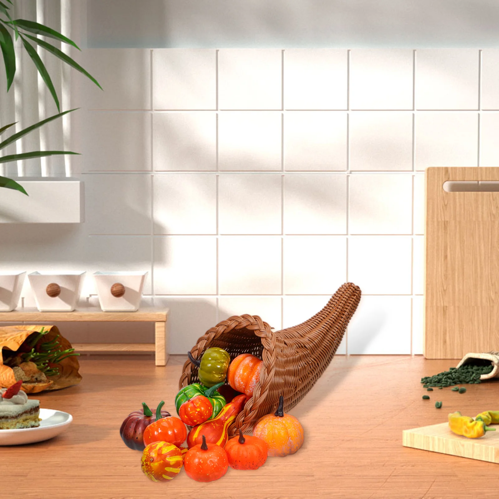 

Cornucopia Basket Woven Storage Basket Modern Simple Home Restaurant Decorative Multipurpose Sundries Eggs Bread Dessert Holder